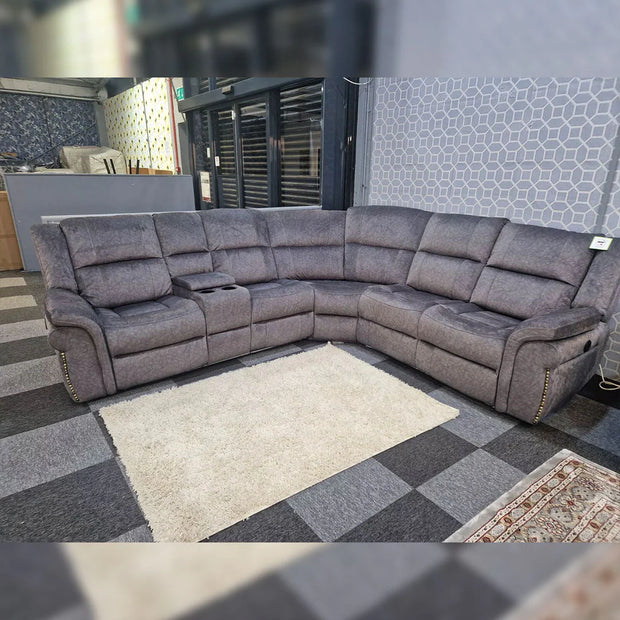 CNC Berlin Electric Recliner Corner Sofa Micro Fibre Fabric with LED Lights