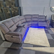 CNC Berlin Electric Recliner Corner Sofa Micro Fibre Fabric with LED Lights