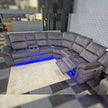 CNC Berlin Electric Recliner Corner Sofa Micro Fibre Fabric with LED Lights