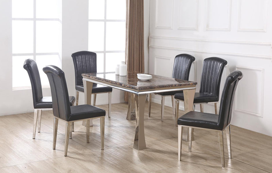 Bela Marble Stone Dining Table Set With 6 Chairs New Design OFFER PRICES