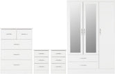 Nevada 3 Door 2 Drawer Wardrobe - White Gloss