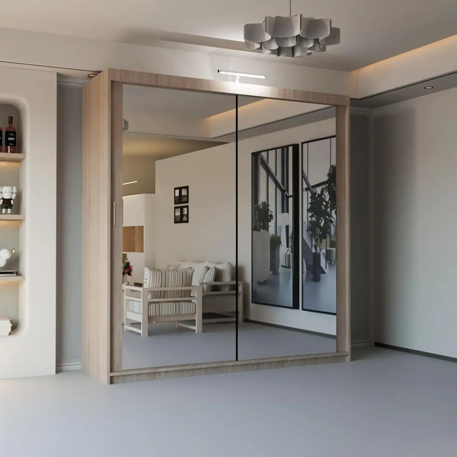 New York 2 Doors Sliding Mirrored Wardrobe 180cm