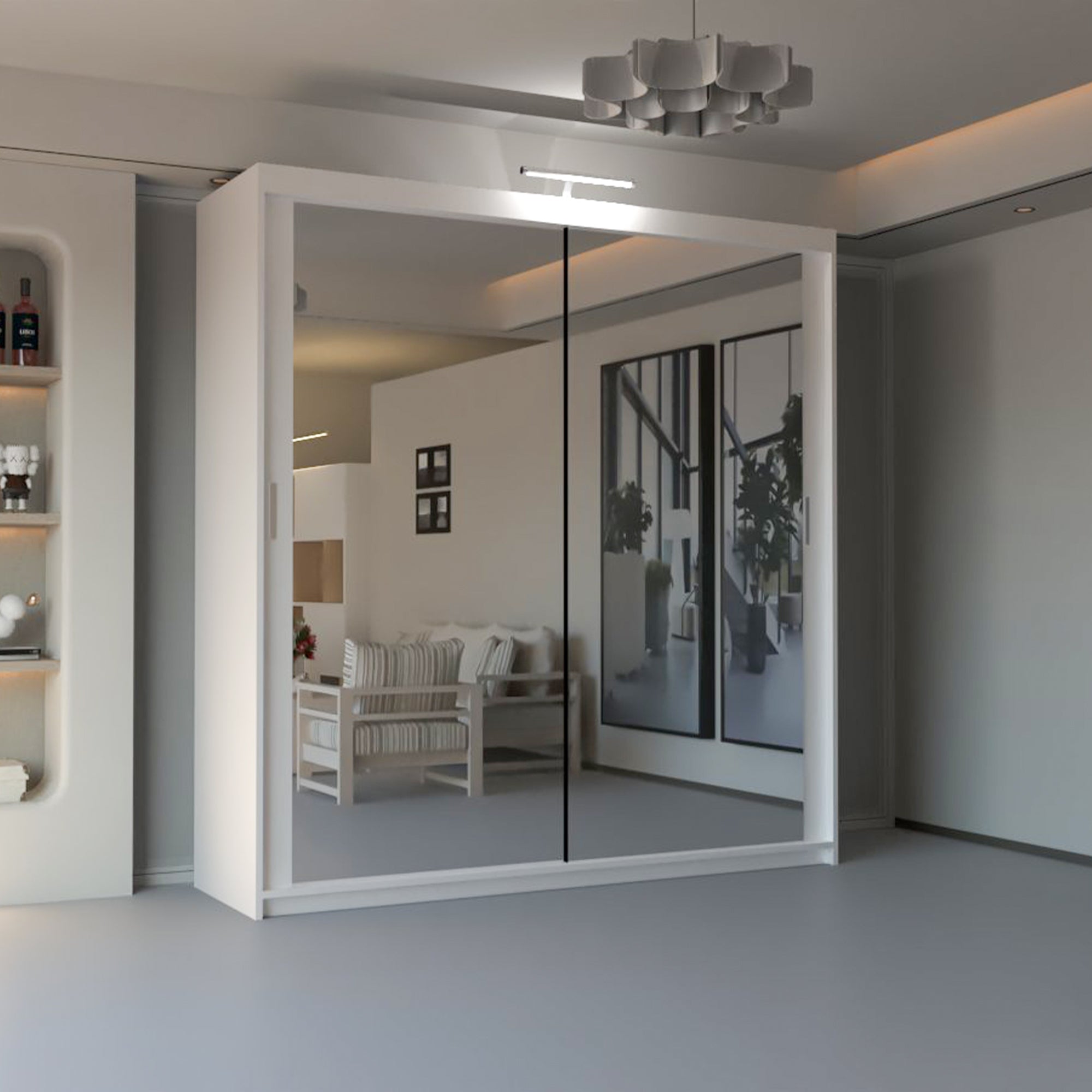New York 2 Doors Sliding Mirrored Wardrobe 180cm