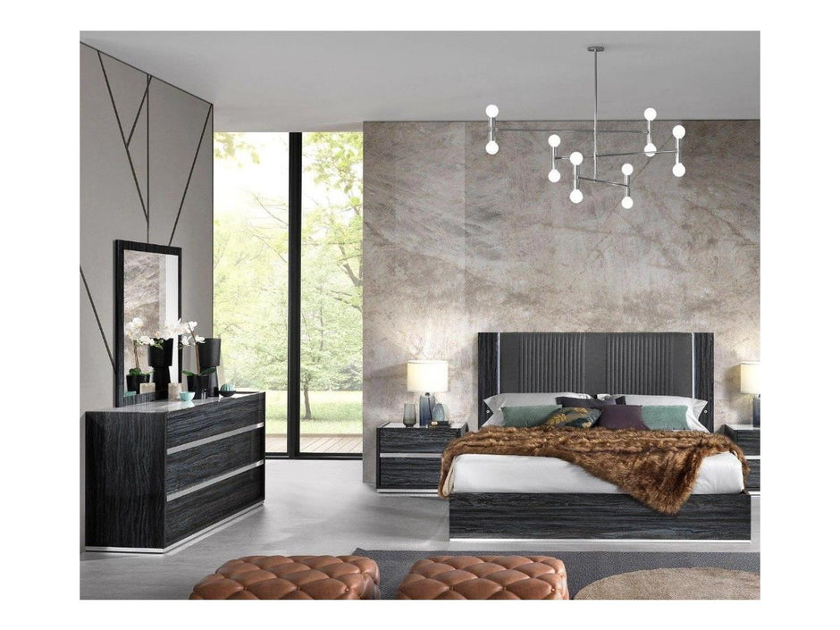 H2O Design Christine Italian King Bed + Dresser+ Mirror+2 x Bedsides Ambrosiana Grey