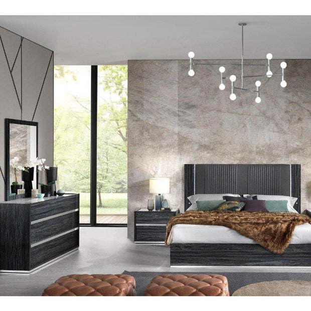 H2O Design Christine Italian King Bed + Dresser+ Mirror+2 x Bedsides Ambrosiana Grey