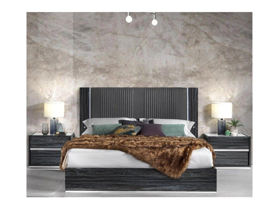 H2O Design Christine Italian King Bed + Dresser+ Mirror+2 x Bedsides Ambrosiana Grey