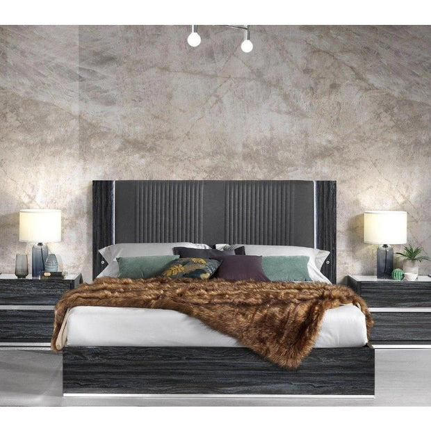 H2O Design Christine Italian King Bed + Dresser+ Mirror+2 x Bedsides Ambrosiana Grey