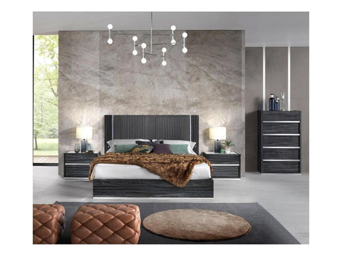 H2O Design Christine Italian Bedroom Set + 4 Doors Wardrobe in Ambrosiana Grey