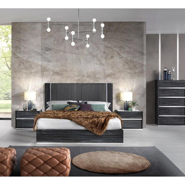 H2O Design Christine Italian Bedroom Set + 4 Doors Wardrobe in Ambrosiana Grey
