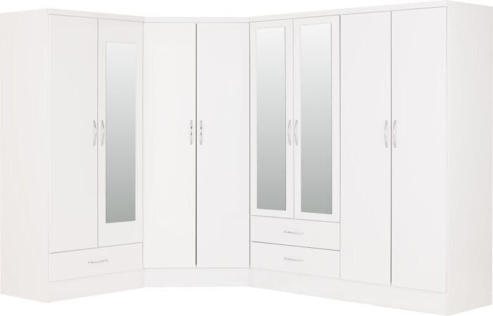 Nevada 2 Door Corner Wardrobe - White Gloss