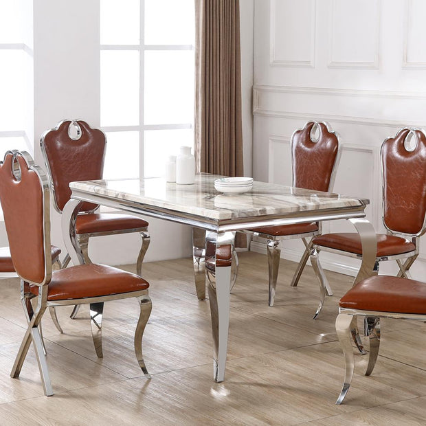 Bela Marble Stone Dining Table Set With 6 Chairs New Design OFFER PRICES