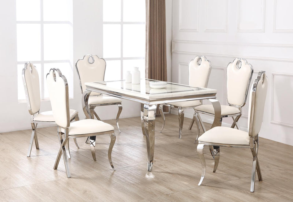 Bela Marble Stone Dining Table Set With 6 Chairs New Design OFFER PRICES