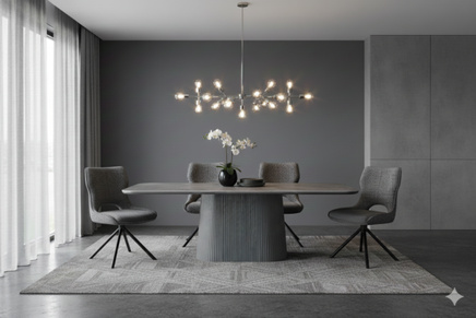 Davos Grey Oval Ceramic Dining Table 160cm | Contemporary Dining Set Collection