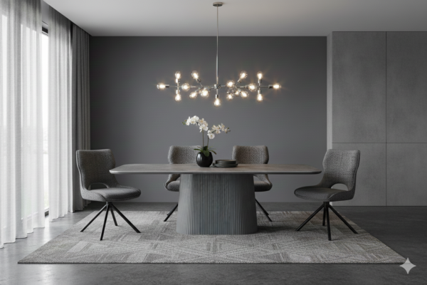 Davos Grey Oval Ceramic Dining Table 160cm | Contemporary Dining Set Collection