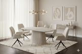 Davos Beige Oval Ceramic Dining Table 160cm | Contemporary Dining Set Collection