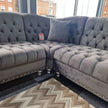 Elegance Chesterfield Corner Sofa in Grey Plush Velvet