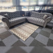 Elegance Chesterfield Corner Sofa in Grey Plush Velvet