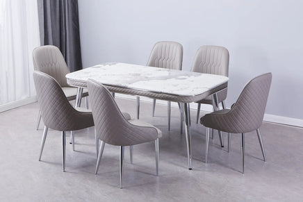 Luxe Dining Table with 6 Forma Chairs Grey/Gold