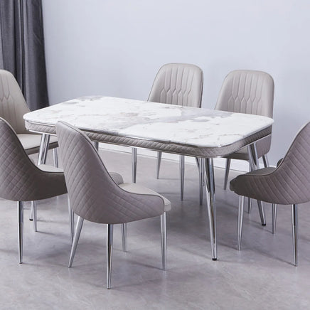 Luxe Dining Table with 6 Forma Chairs Grey/Gold