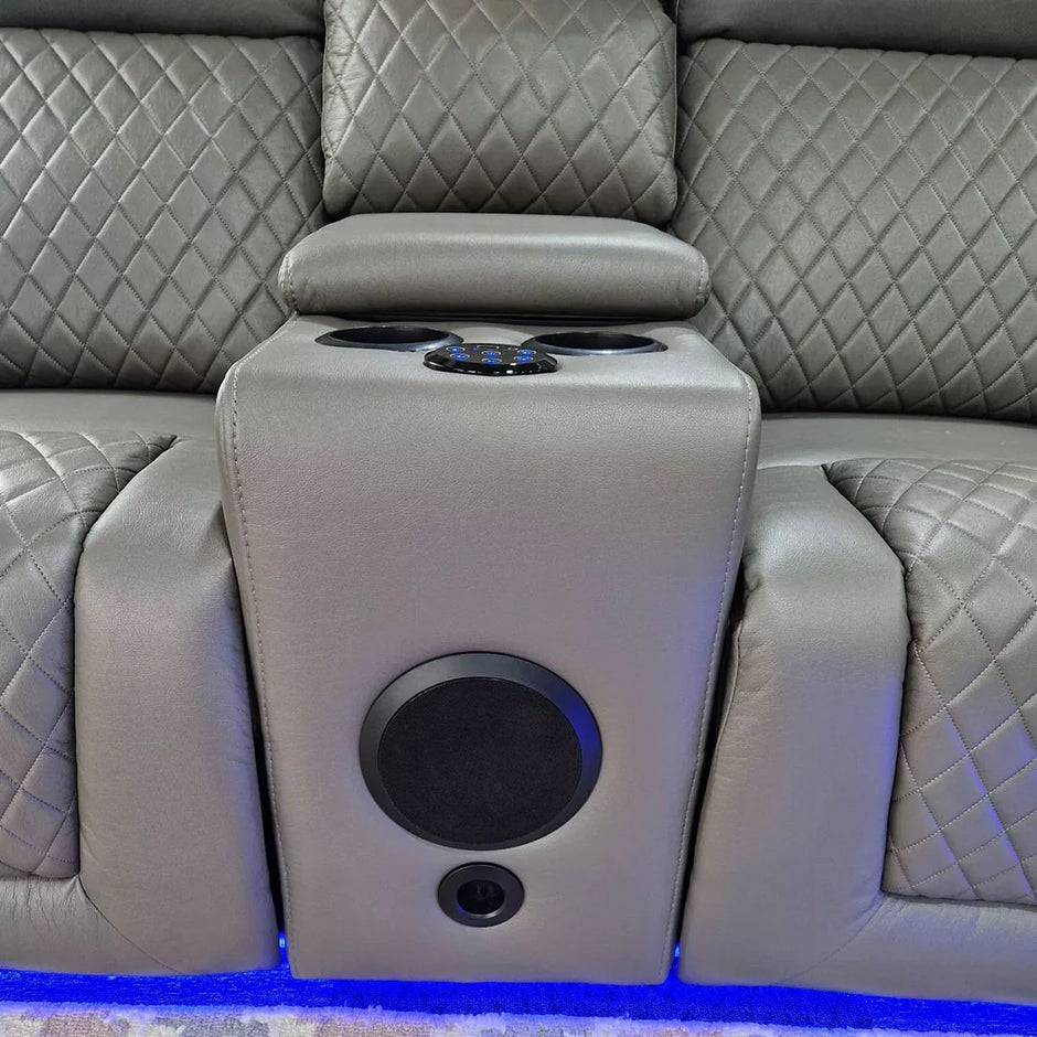 CNC FLORIDA 3+2 ELECTRIC LED RECLINING BLUETOOTH SPEAKER AIRE LEATHER SOFA