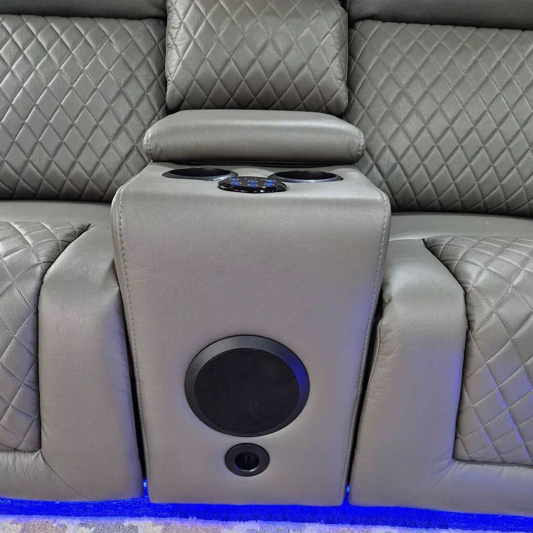 CNC FLORIDA 3+2 ELECTRIC LED RECLINING BLUETOOTH SPEAKER AIRE LEATHER SOFA