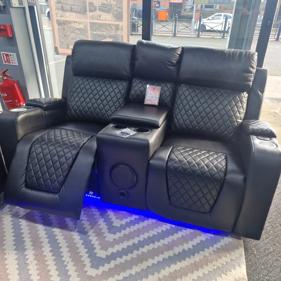 CNC FLORIDA 3+2 ELECTRIC LED RECLINING BLUETOOTH SPEAKER AIRE LEATHER SOFA