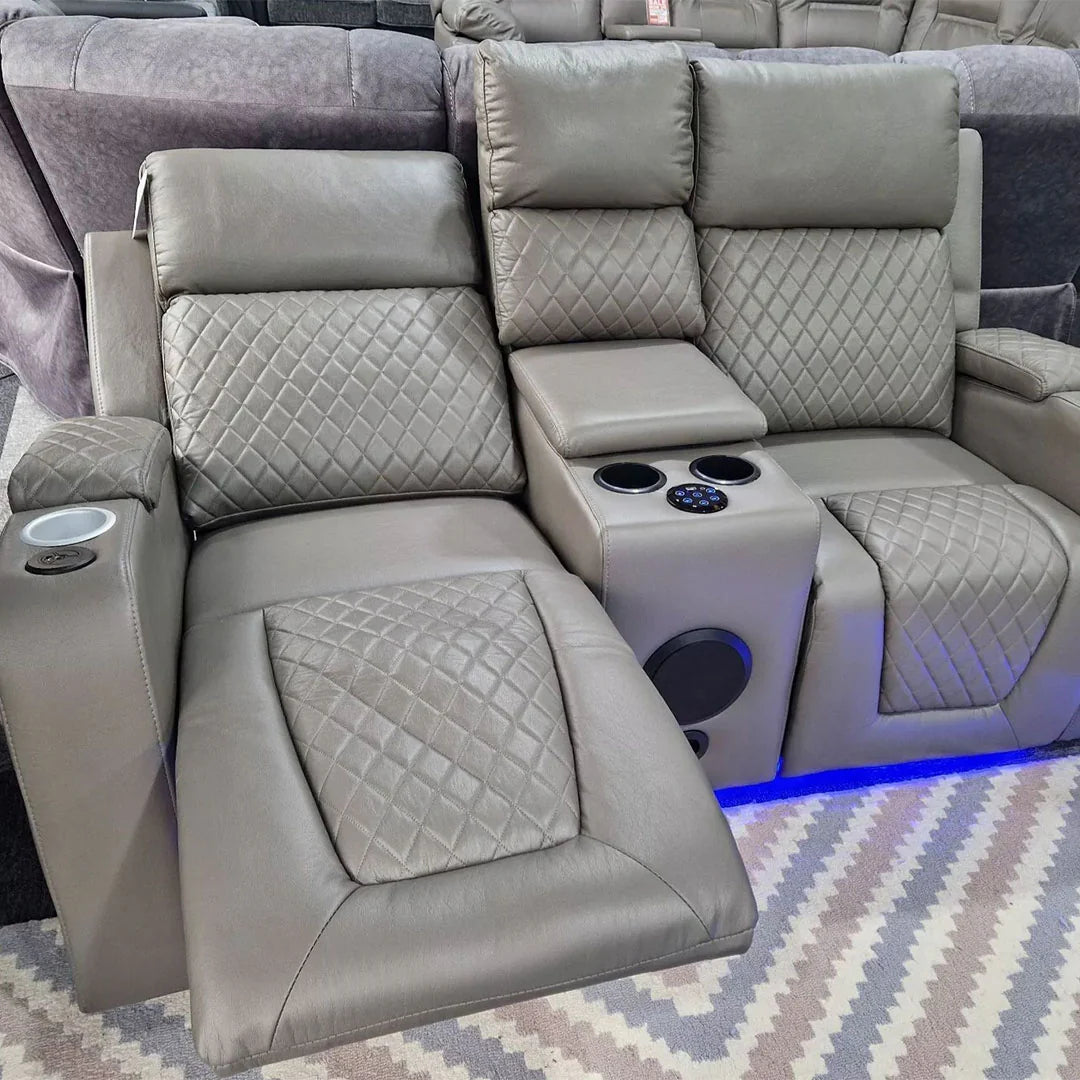 CNC FLORIDA 3+2 ELECTRIC LED RECLINING BLUETOOTH SPEAKER AIRE LEATHER SOFA