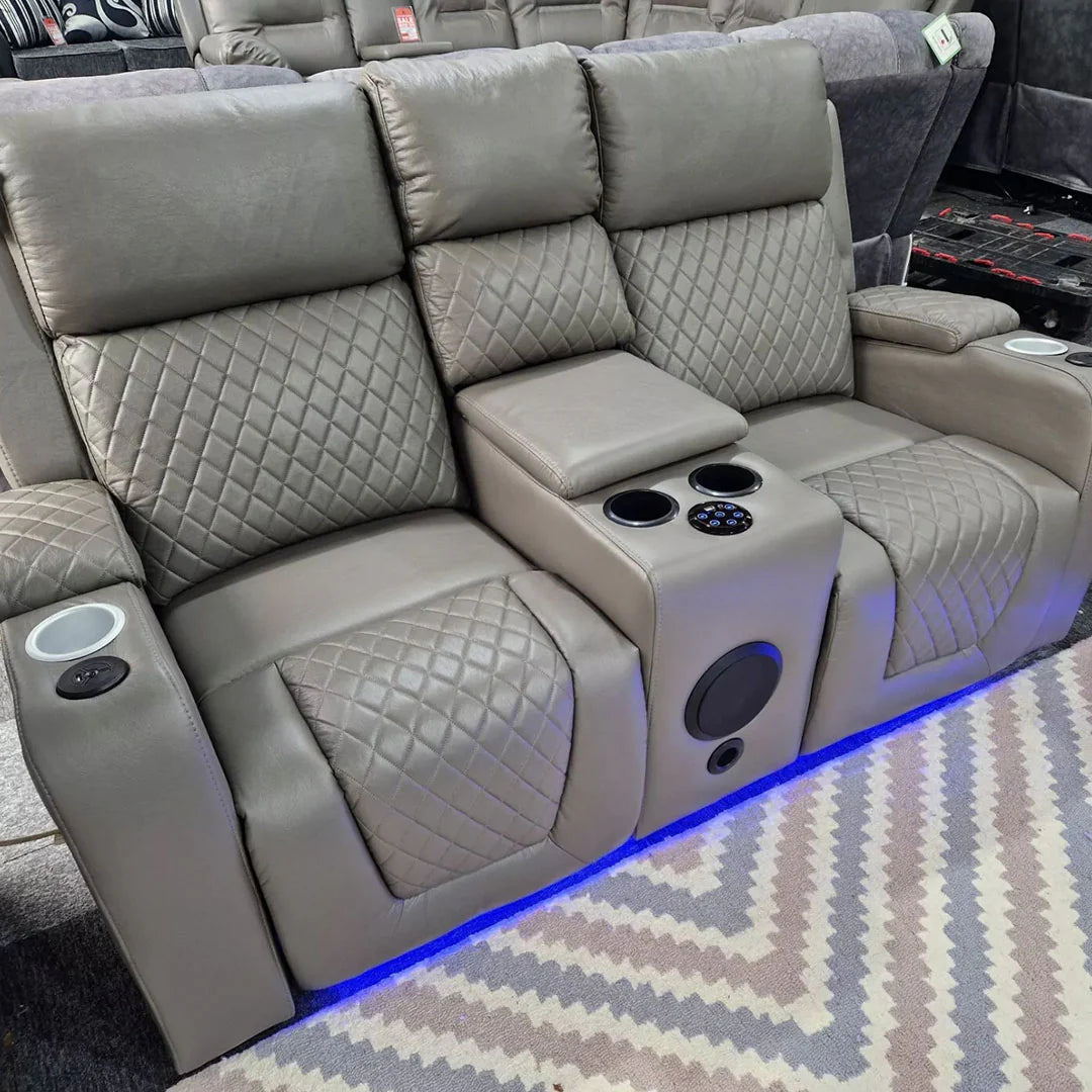 CNC FLORIDA 3+2 ELECTRIC LED RECLINING BLUETOOTH SPEAKER AIRE LEATHER SOFA