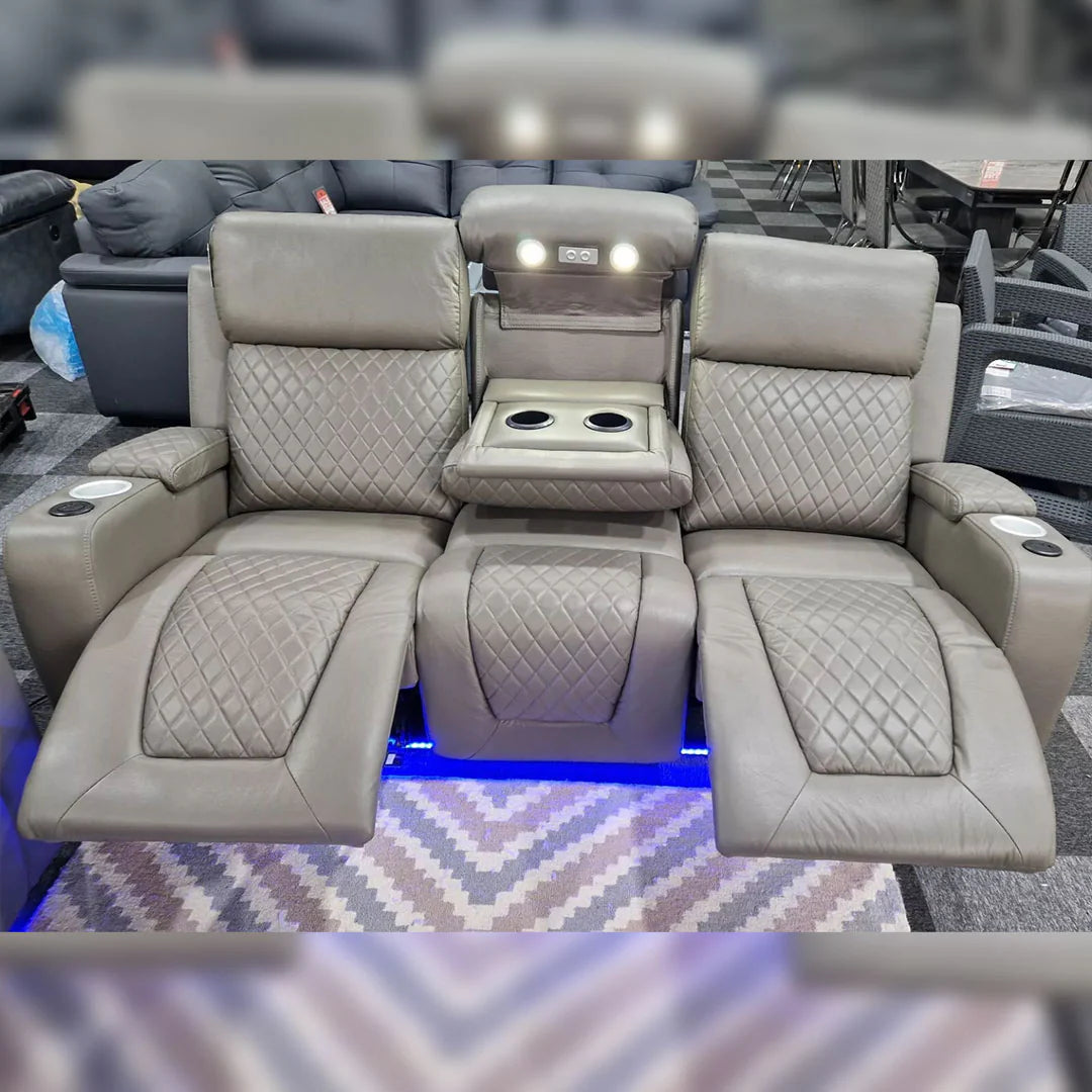 CNC FLORIDA 3+2 ELECTRIC LED RECLINING BLUETOOTH SPEAKER AIRE LEATHER SOFA