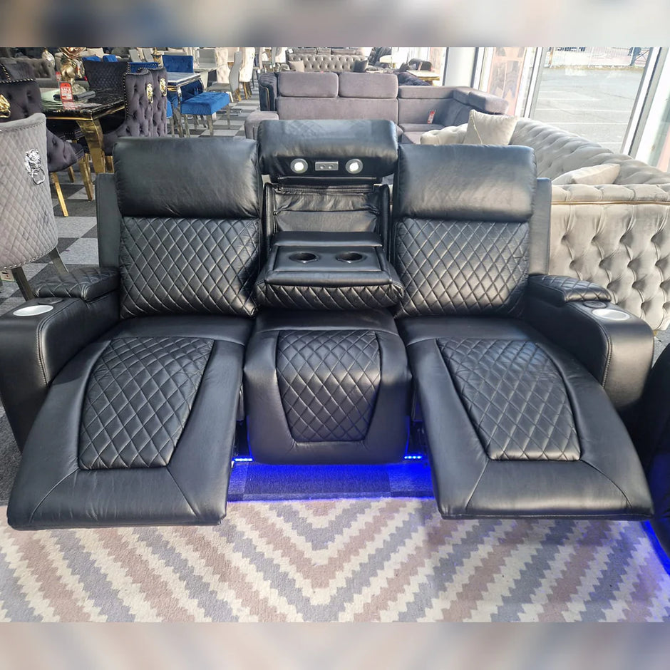 CNC FLORIDA 3+2 ELECTRIC LED RECLINING BLUETOOTH SPEAKER AIRE LEATHER SOFA