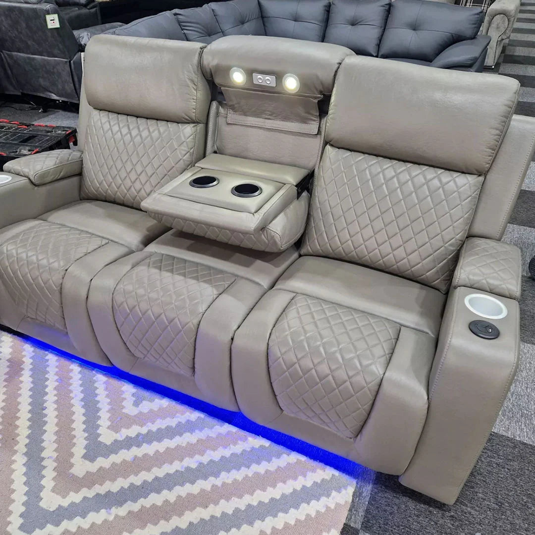 CNC FLORIDA 3+2 ELECTRIC LED RECLINING BLUETOOTH SPEAKER AIRE LEATHER SOFA