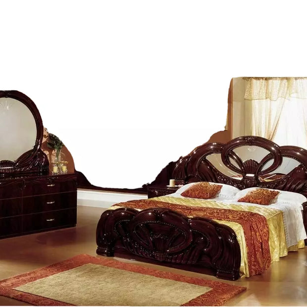 Ben Company Luxury Giada Italian High Gloss Bedroom Group White or Mahogany