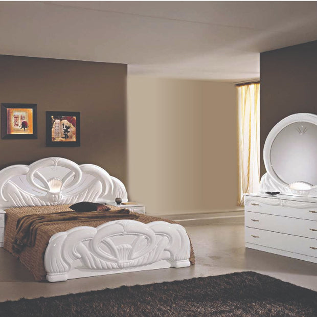 Ben Company Luxury Giada Italian High Gloss Bedroom Group White or Mahogany