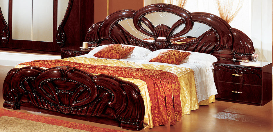 Ben Company Luxury Giada Italian High Gloss Bedroom Group White or Mahogany