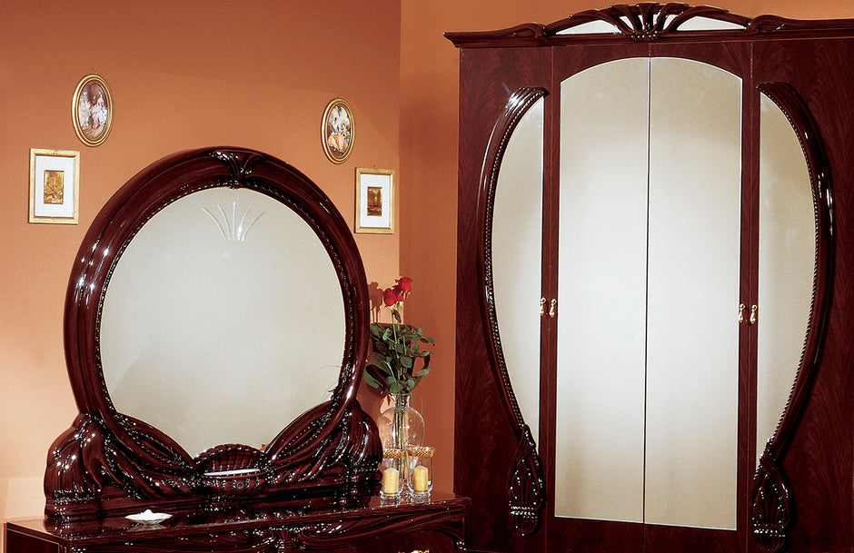 Ben Company Luxury Giada Italian High Gloss Bedroom Group White or Mahogany