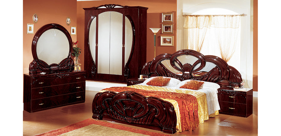 Ben Company Luxury Giada Italian High Gloss Bedroom Group White or Mahogany