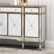 Beaumont Mirrored-Golden Trims 3 Drawer 4 Door Large Storage Sideboard Cabinet