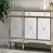 Beaumont Mirrored-Golden Trims 3 Drawer 4 Door Large Storage Sideboard Cabinet