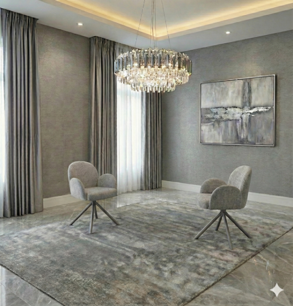Gstaad Grey Extendable Stone Table with 4, 6 and 8 Swivel Chairs Collection