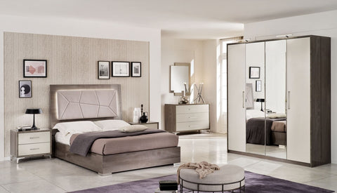 SanMartino Modern Design Kristal Italian Bedroom Set with 4 Door Wardrobe LED