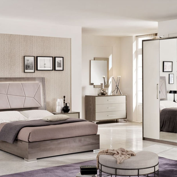 SanMartino Modern Design Kristal Italian Bedroom Set with 4 Door Wardrobe LED