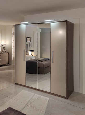 SanMartino Modern Design Kristal Italian Bedroom Set with 4 Door Wardrobe LED