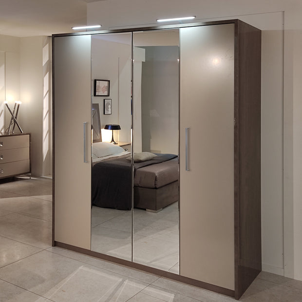 SanMartino Modern Design Kristal Italian Bedroom Set with 4 Door Wardrobe LED