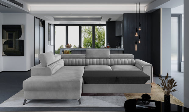 LAURENCE LARGE CORNER SOFA-BED PLUSH VELVET RIGHT HAND/LEFT HAND