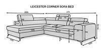LAURENCE CORNER SOFAEBED PLUSH VELVET LEFT HAND- GREY