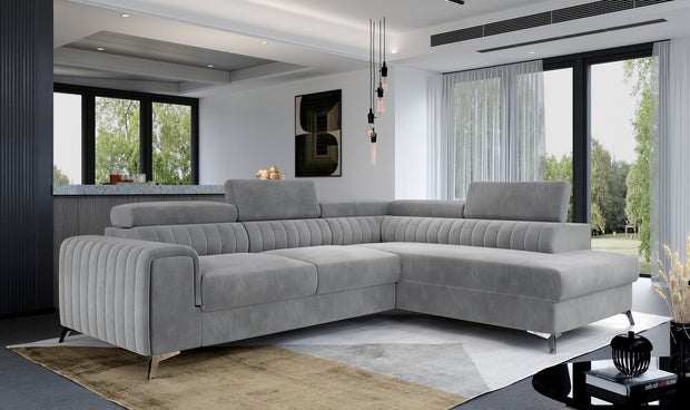 LAURENCE LARGE CORNER SOFA-BED PLUSH VELVET RIGHT HAND/LEFT HAND