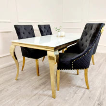 Louis Luxury Italian 1m 1.4m 1.6m 1.8m 2m White Glass Gold Dining Table