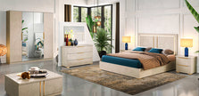 Ben Company New Luna Dark Grey Italian 4Doors Bedroom Set Offer Price