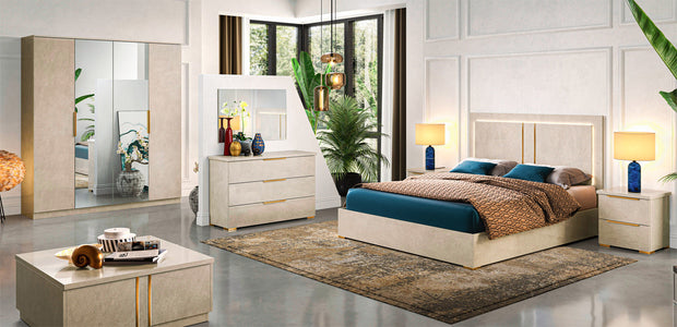 Ben Company New Luna Dark Grey Italian 4Doors Bedroom Set Offer Price