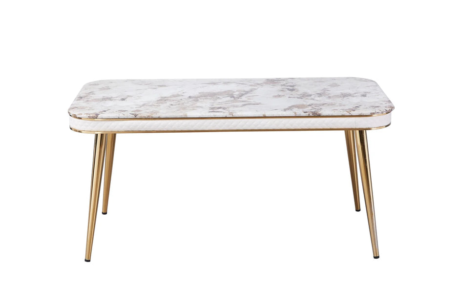 Luxe Dining Table with 6 Forma Chairs Grey/Gold